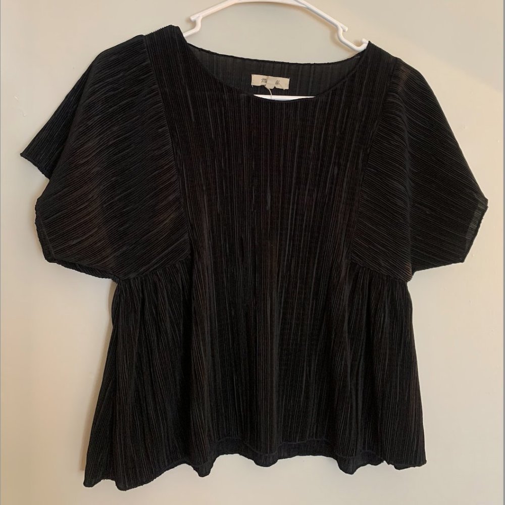 Madewell Plisse Short sleeve Cropped Top - XS